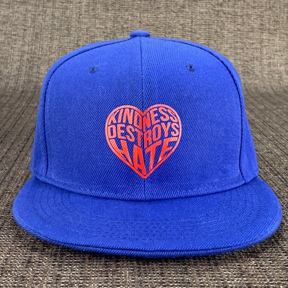 Kindness Destroys Hate Snapback Hat - cap blue positive message pride flat bill - Picture 3 of 6
